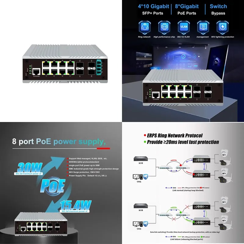 Switch manajemen industri PoE  - Sfp+ 10G Managed Switch 8 Port ulasan dan harga